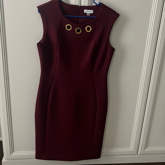 Calvin Klein Dresses & Skirts - Maroon dress with gold inlay